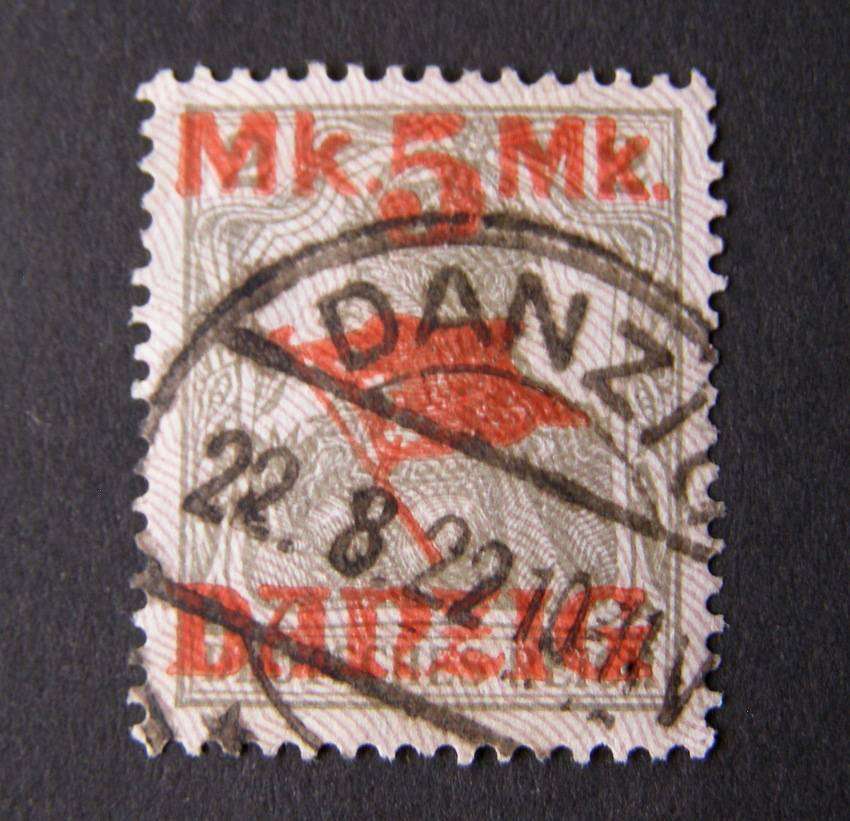 GERMANY: DANZIG - 5m. Surcharge on 2pf. grey 1920