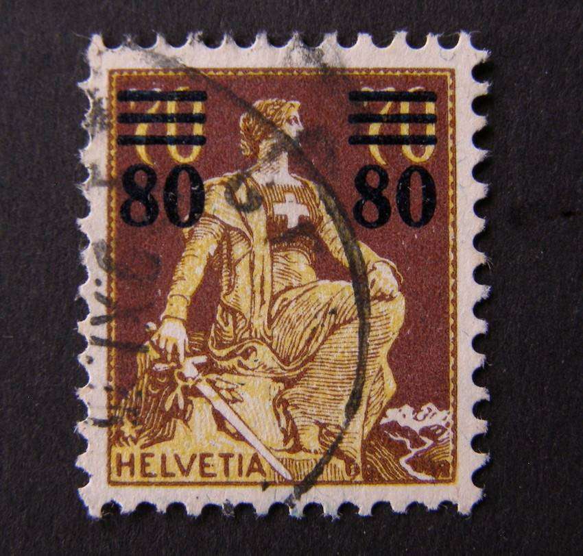 SWITZERLAND - Surcharge: 80c. on 70c. Yellow and Brown 1915