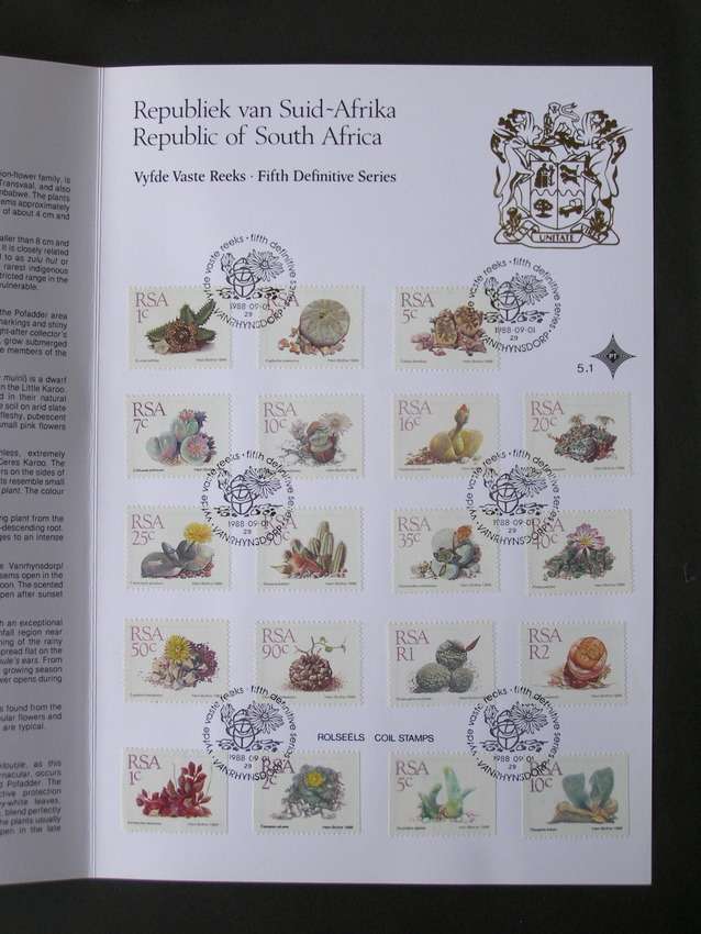 SOUTH AFRICA First Day Folder - Succulents Definitive 1988