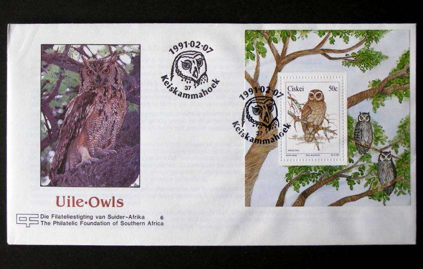 CISKEI Cover - Owls Miniature Sheet 1991