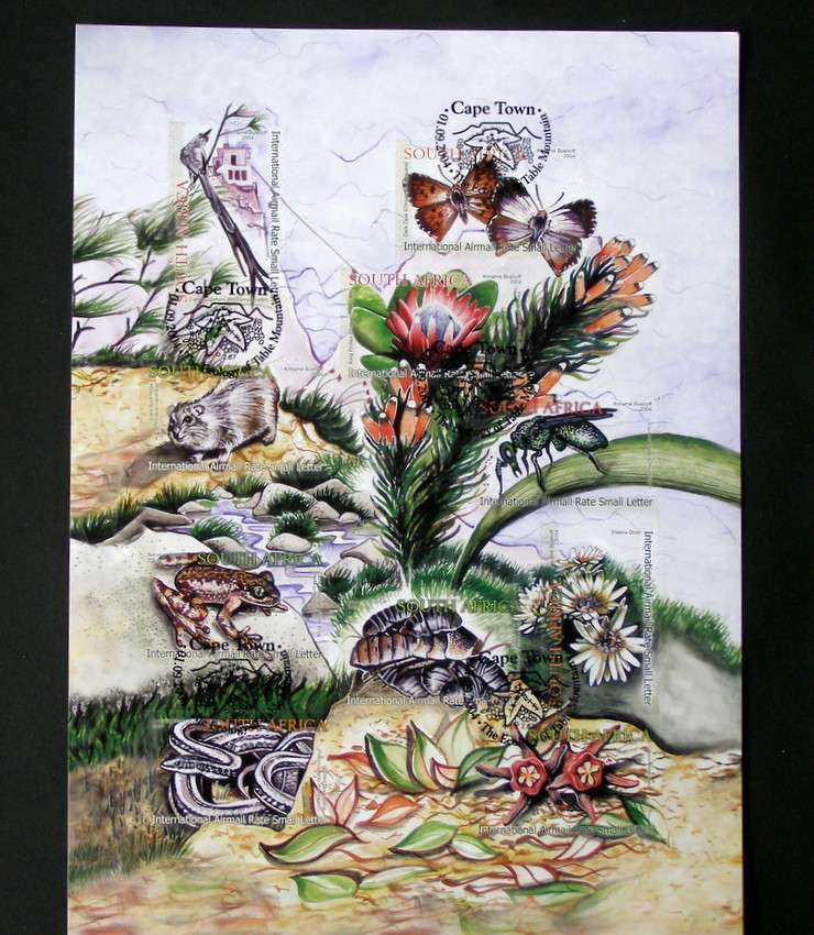 SOUTH AFRICA Set (Self-Adhesive, CTO) - The Ecology of Table Mountain 2004 //Flowers//Birds//Animals
