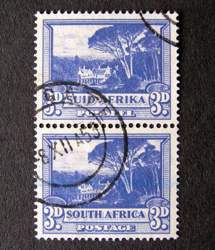 UNION OF S.A. - 3d. Hyphenated Screened Pictorial Pair 1949