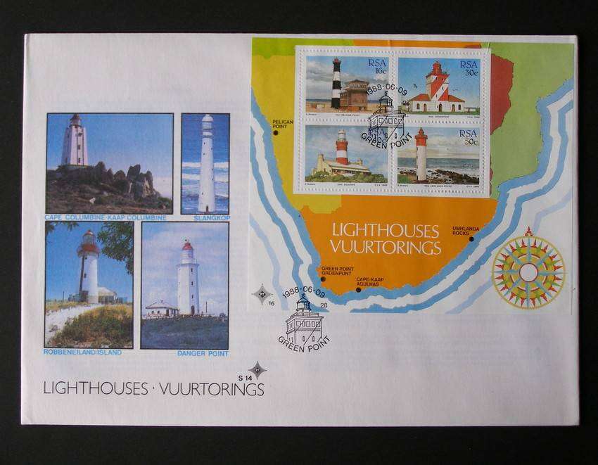 SOUTH AFRICA Cover - Lighthouses Miniature Sheet 1988