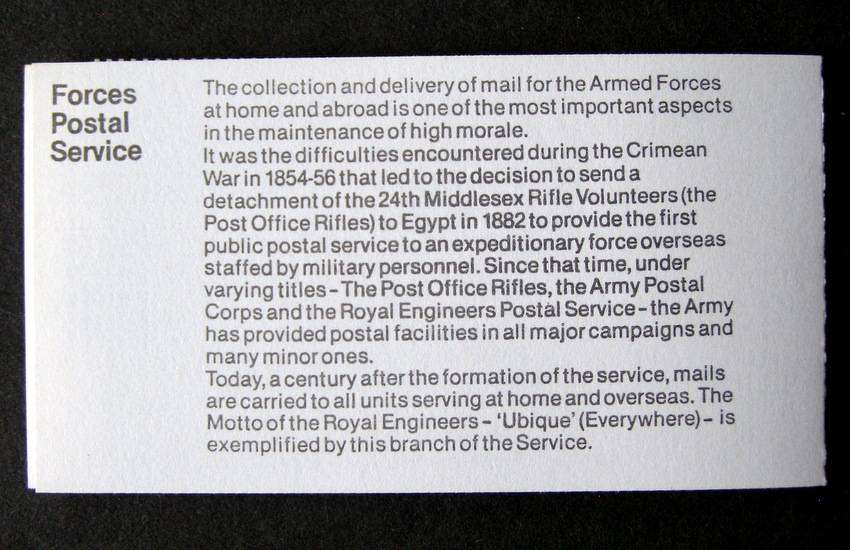 GREAT BRITAIN Mint Booklet - Postal History Series: Forces Postal Services 1982