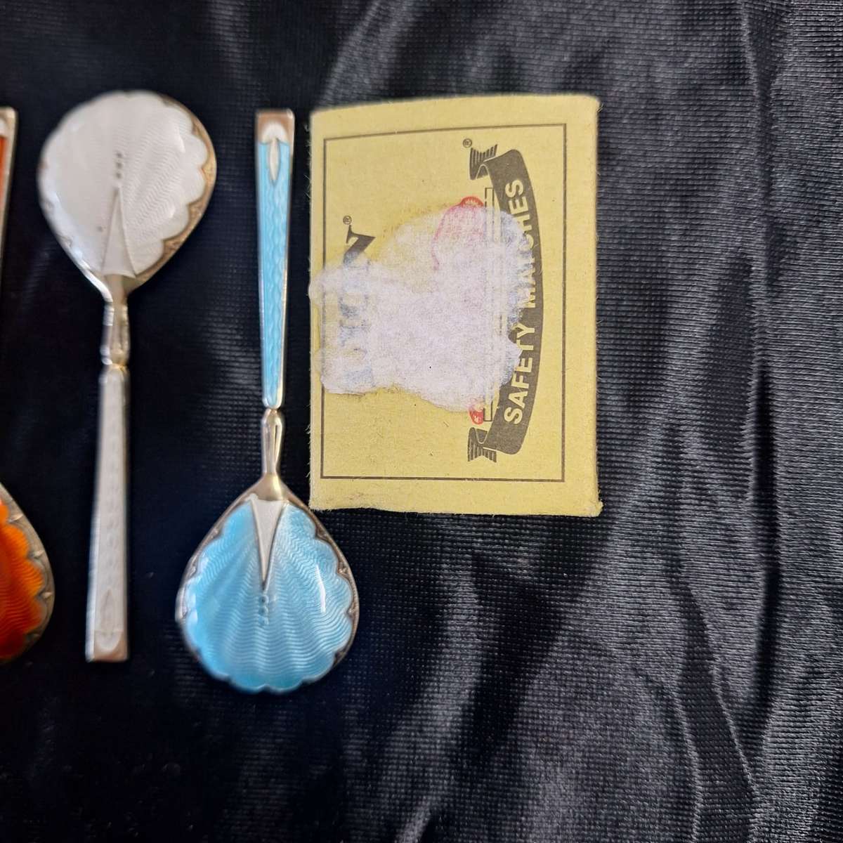 Coffee Spoons 6 - Silver Gilt & Coloured Guilloche Enamel - Turner & Simpson - Hallmarked