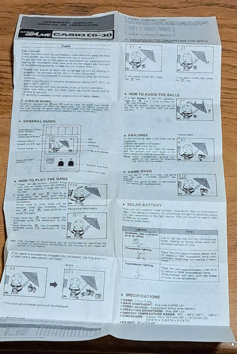 1983 Casio Circus Kong electronic game