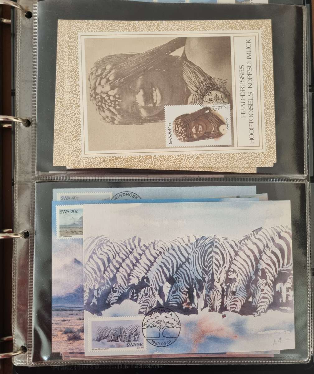SWA/NAMIBIA/RSA ETC CONTROLS, POSTCARDS, SHEETS ETC IN RING BINDER. AS PER IMAGES. PLS READ!
