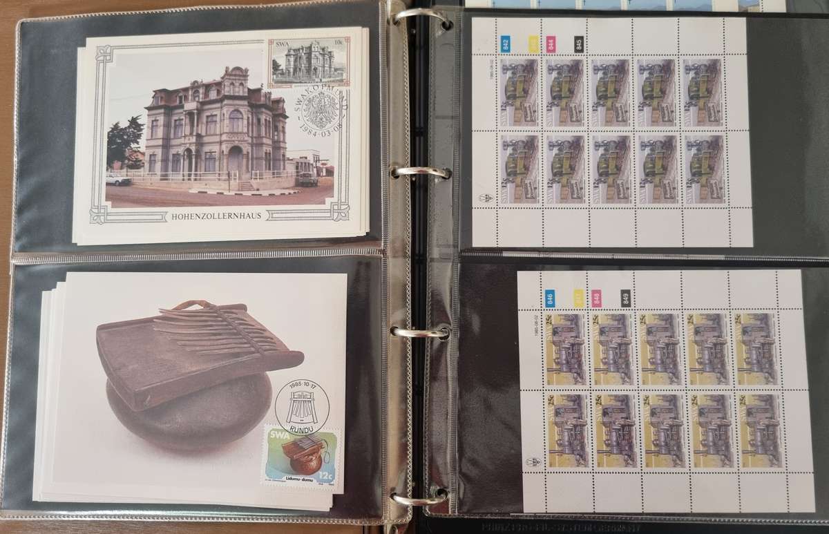 SWA/NAMIBIA/RSA ETC CONTROLS, POSTCARDS, SHEETS ETC IN RING BINDER. AS PER IMAGES. PLS READ!