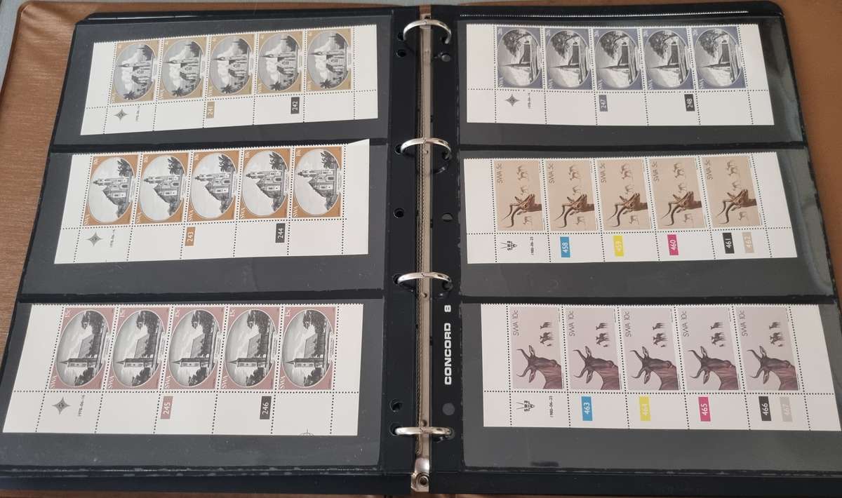 SWA/NAMIBIA/RSA ETC CONTROLS, POSTCARDS, SHEETS ETC IN RING BINDER. AS PER IMAGES. PLS READ!