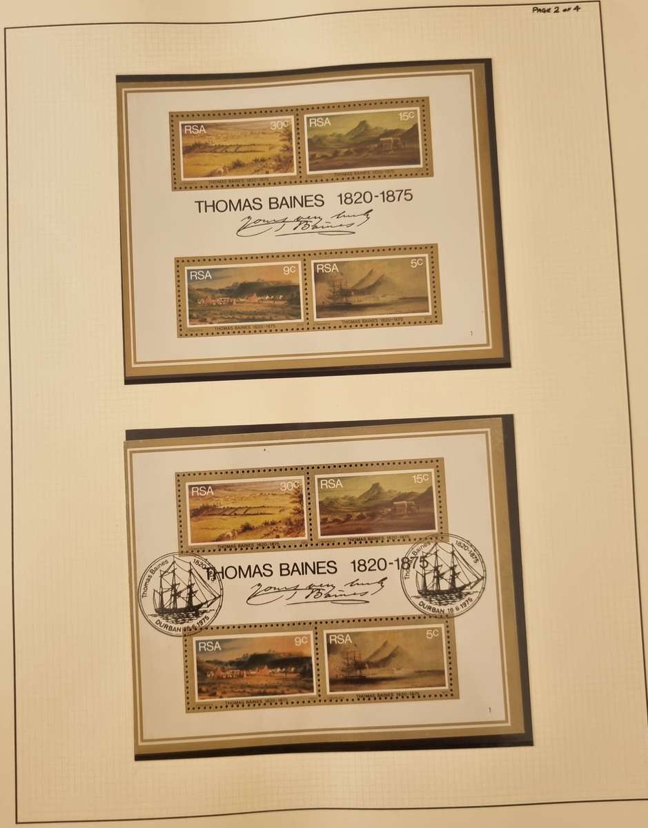 LINDER RING ALBUM WITH MINT/CTO RSA 1974-77 SINGLES, CONTROLS ETC. WINE SHEET 'MISSING DIE'. READ!!