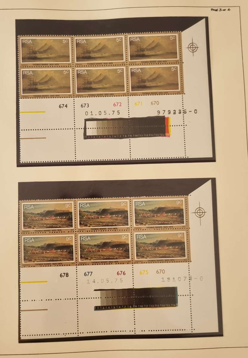 LINDER RING ALBUM WITH MINT/CTO RSA 1974-77 SINGLES, CONTROLS ETC. WINE SHEET 'MISSING DIE'. READ!!