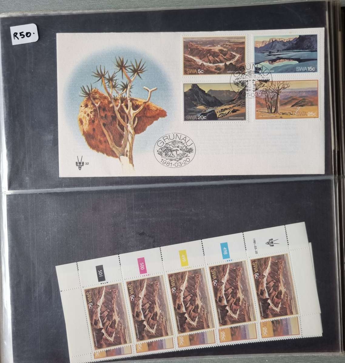COVER ALBUM 2ND HAND WITH SWA FIRST DAY COVERS AND RELATED MINT CONTROLS. AS PER IMAGES. NB PLS READ
