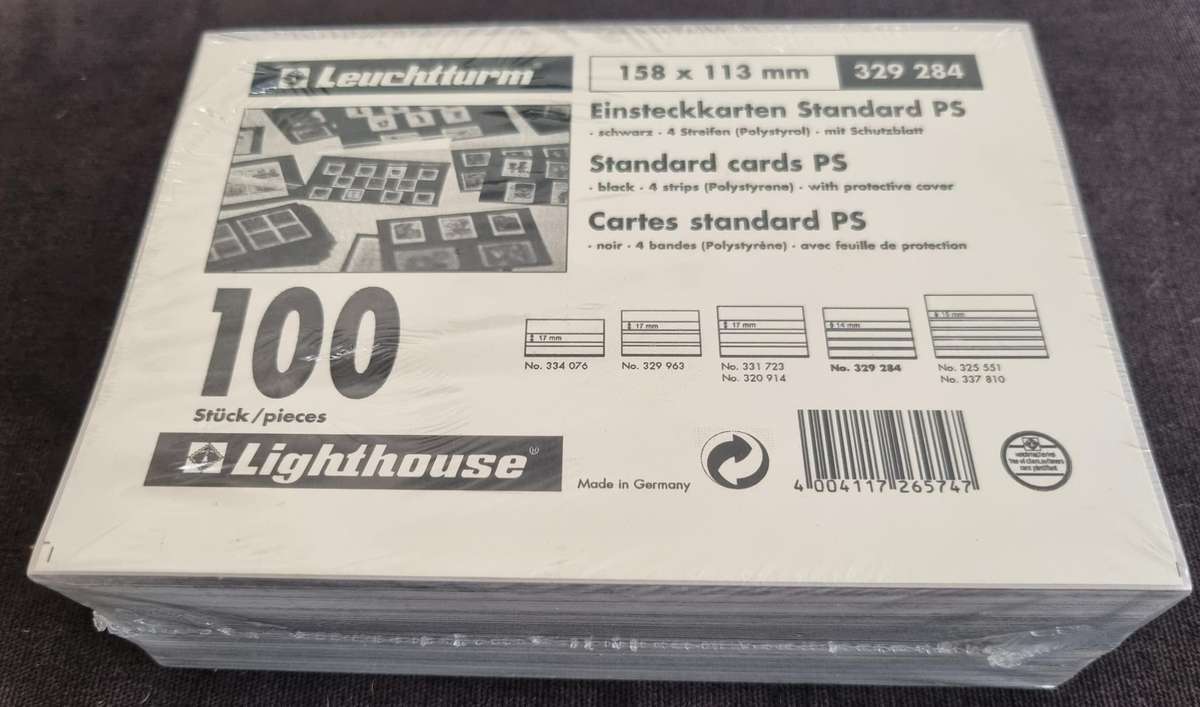 Lighthouse (x100) Standard Stock Cards 158x113mm Black Four Strips