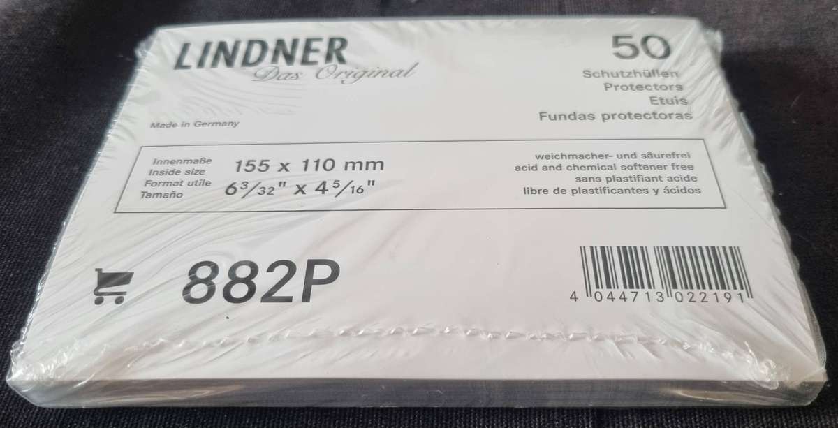 50 Lindner 882P Modern Postcard Protectors 155x110mm - Open End 6-3/32" x 4-5/16"