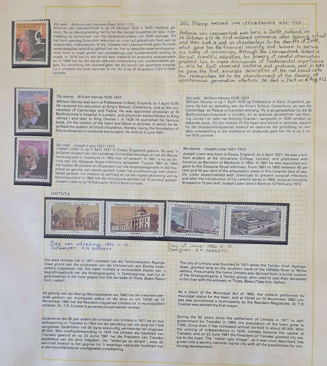 Ideal large FDC binder with Transkei mostly mint singles, controls, msheets etc. Written up . Read