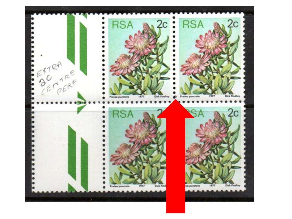 RSA 1977 3RD DEF 2c ARROW BLOCK OF (X4) UMM WITH "EXTRA 2c CENTRE PERF". UNLISTED VARIETY. CC419v.