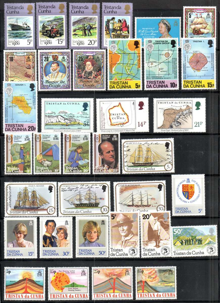 TRISTAN DA CUNHA SELECTION OF UMM SINGLES, MSHEETS ETC (SETS ETC). AS PER (X7) SCANS. THEMATICS ETC