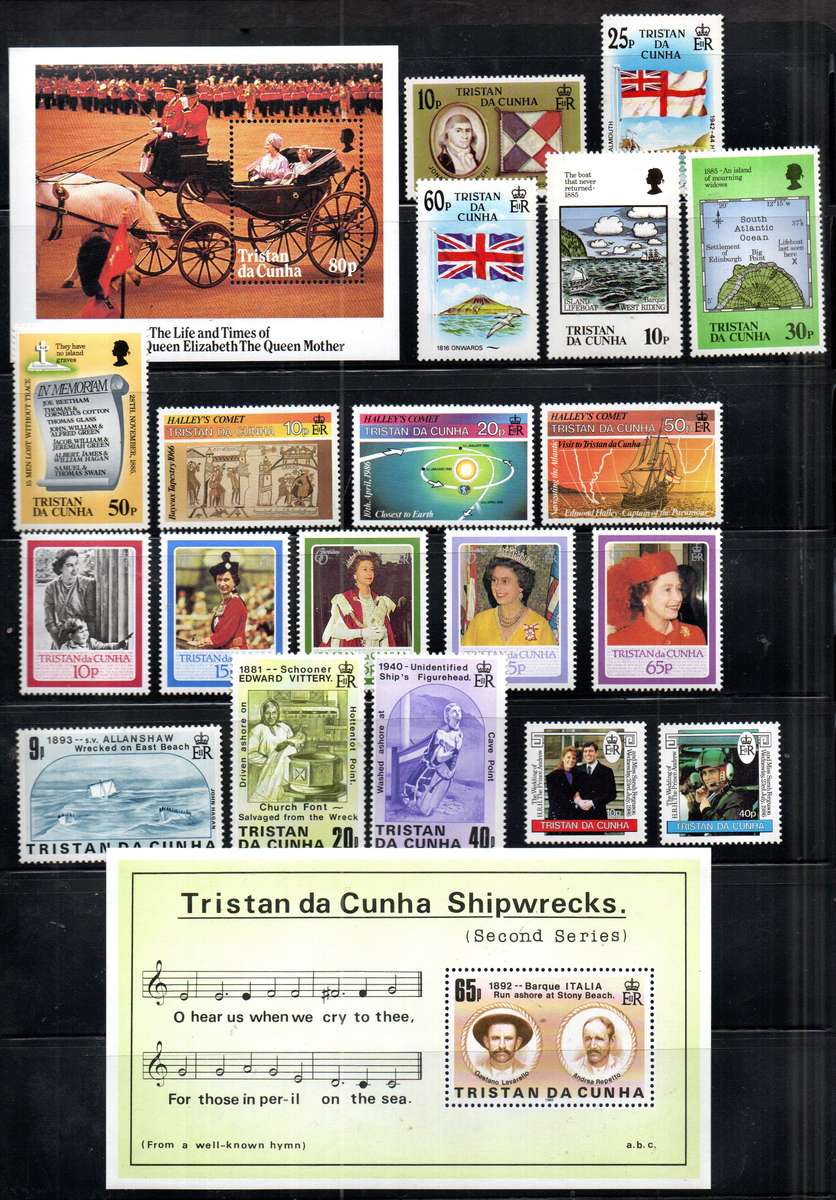 TRISTAN DA CUNHA SELECTION OF UMM SINGLES, MSHEETS ETC (SETS ETC). AS PER (X7) SCANS. THEMATICS ETC