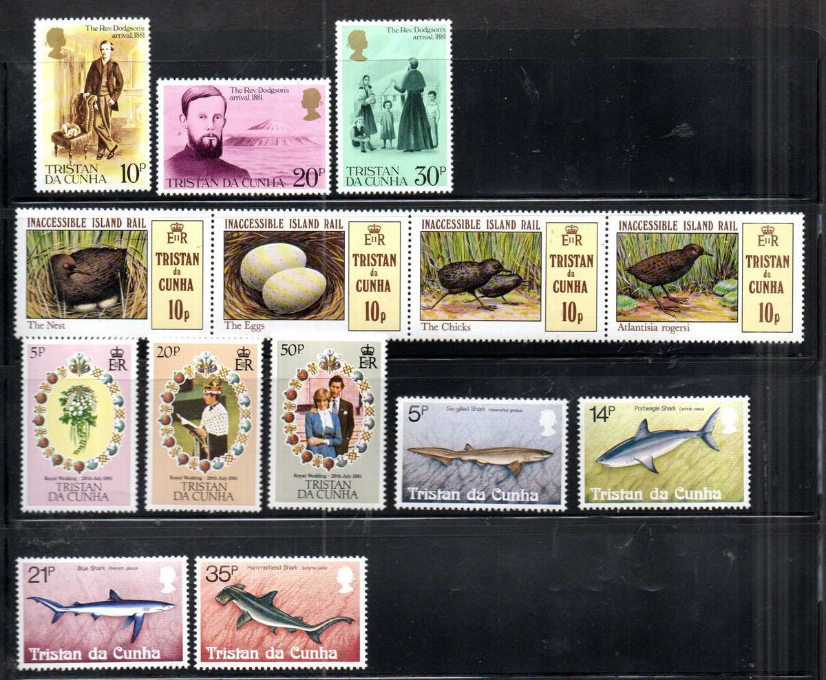 TRISTAN DA CUNHA SELECTION OF UMM SINGLES, MSHEETS ETC (SETS ETC). AS PER (X7) SCANS. THEMATICS ETC