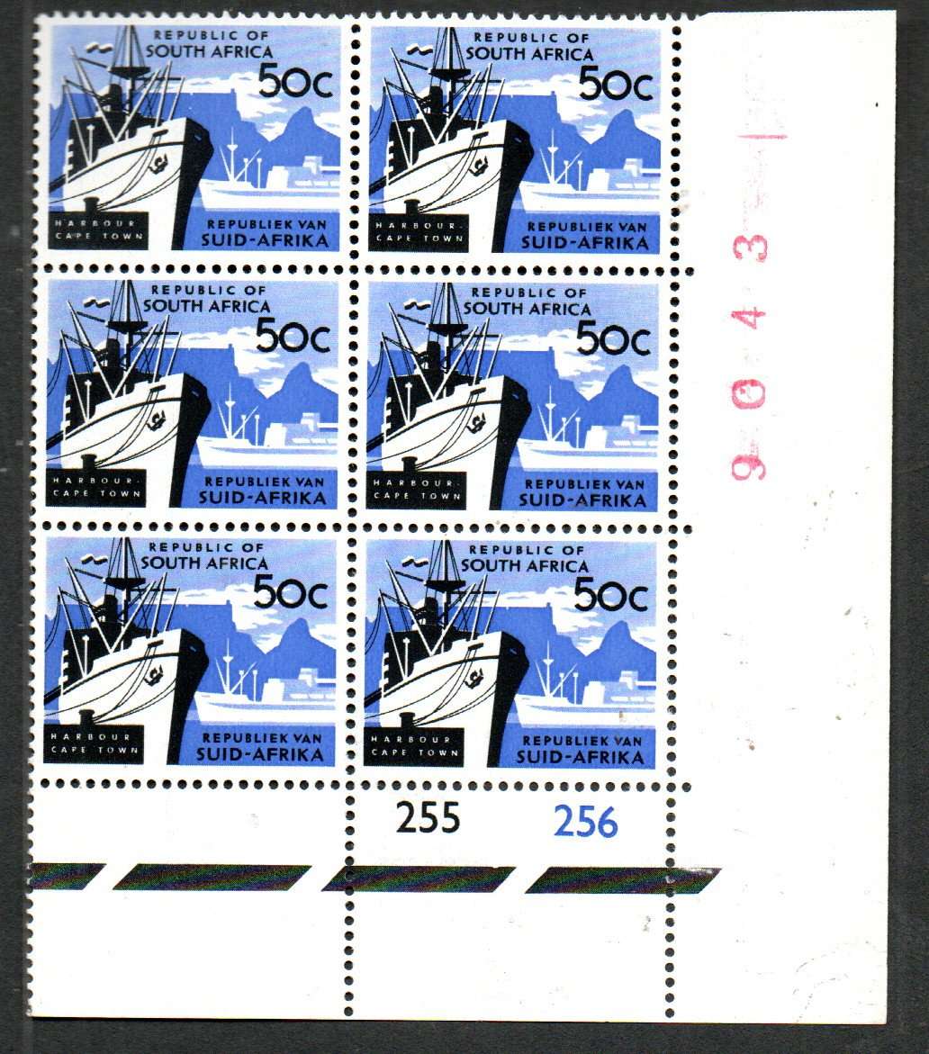 RSA 1968 50c SWISS CONTROL BLK OF (X6) UMM. FULL SHEETS NO. CV R840. CC272. AS PER SCANS.