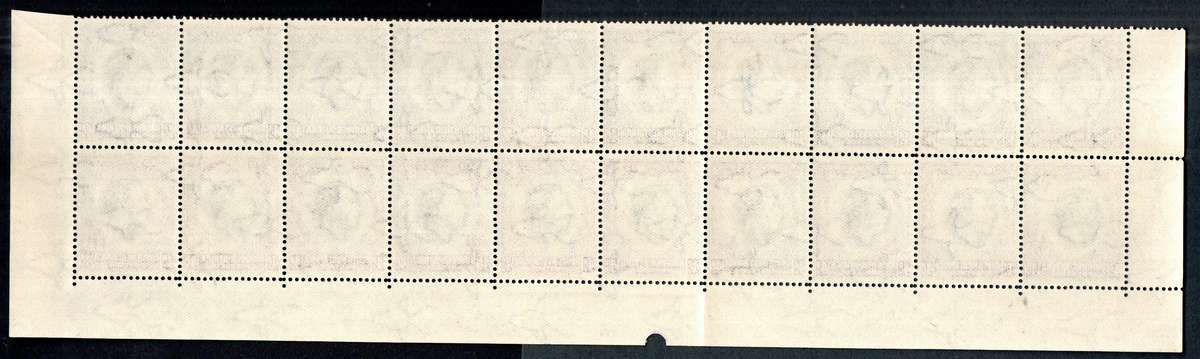SWA 1937 KGVI CORONATION 4d UMM DOUBLE BOTTOM ROW BLK OF (X20) WITH INSCRIPTION. SACC129. NB: READ.