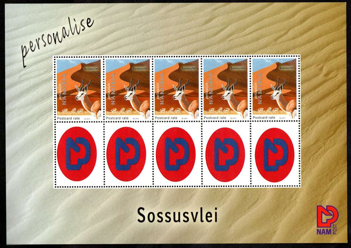NAMIBIA 2011 `SOSSUSVLEI` PERSONALISED SHEET UMM. CCP6. AS PER SCANS. NICE ITEM.