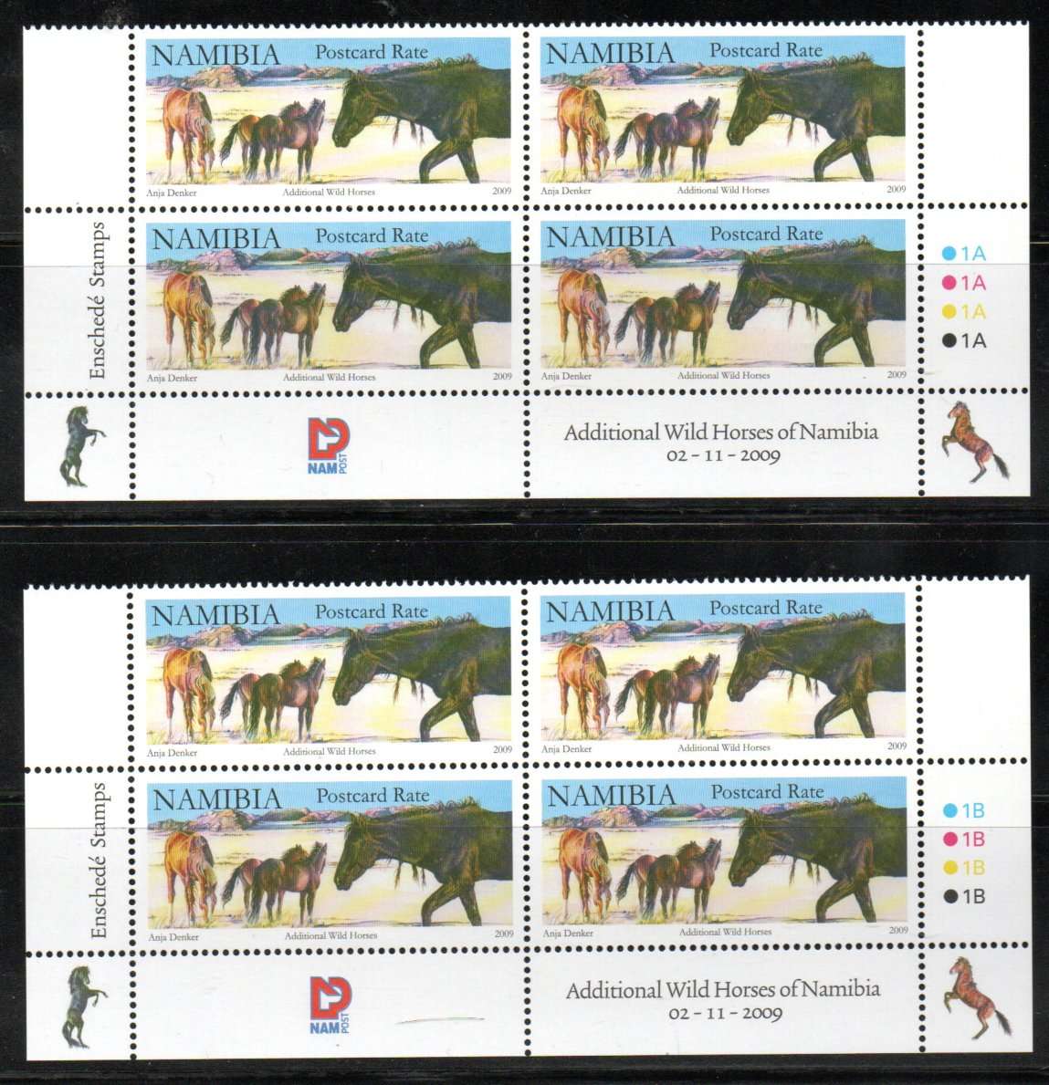NAMIBIA 2009 WILD HORSES UMM SET OF (X3) CONTROLS BLKS + ADD VALUE 1A+1B CONTROLS. TOTAL CV R840.