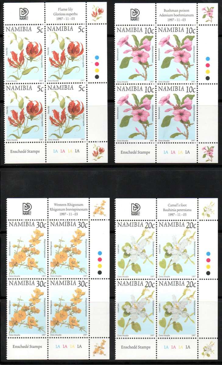 Namibia 1997 3rd def issue fauna and flora umm set of (x18) control blks - CC206-223. CV R754.