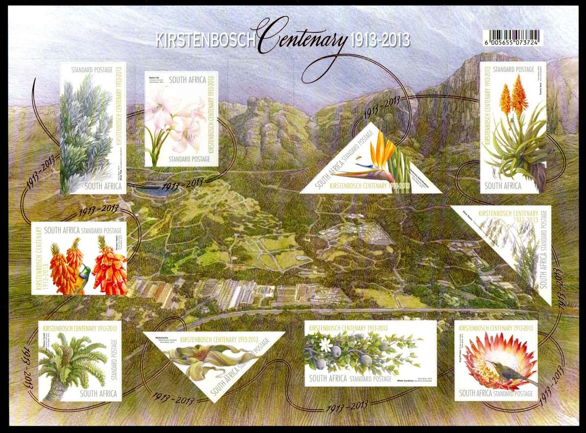 RSA 2013 KIRSTENBOSCH CENTENARY SELF-ADHESIVE SHEETLET OF (X10). AS PER SCANS. SACC2238. CV R350.