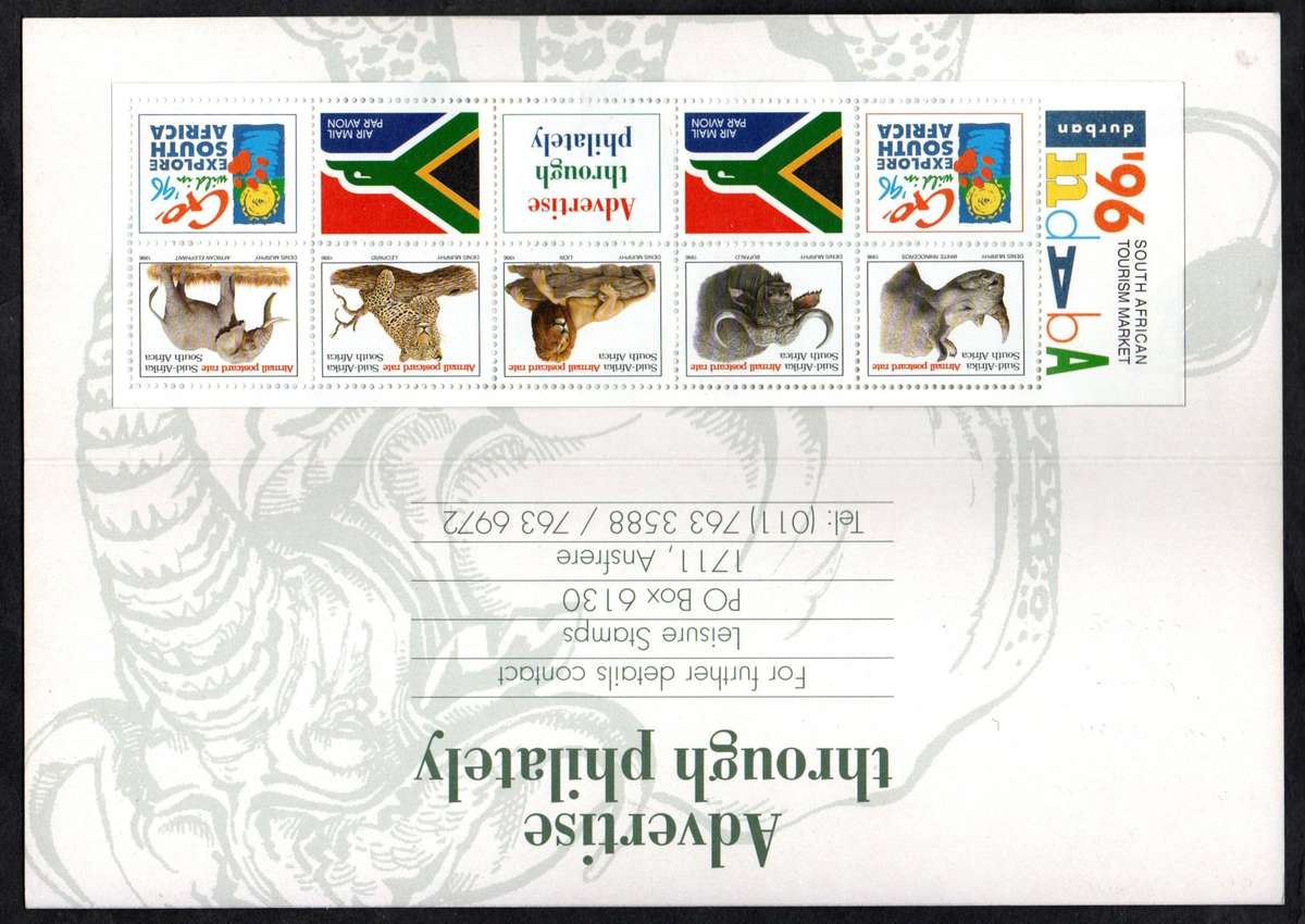 RSA 1996 BIG FIVE BOOKLET NO 22 MINT WITH 'INSIDE COVER PRINTING AND PANE INVERTED'. AS PER SCANS.