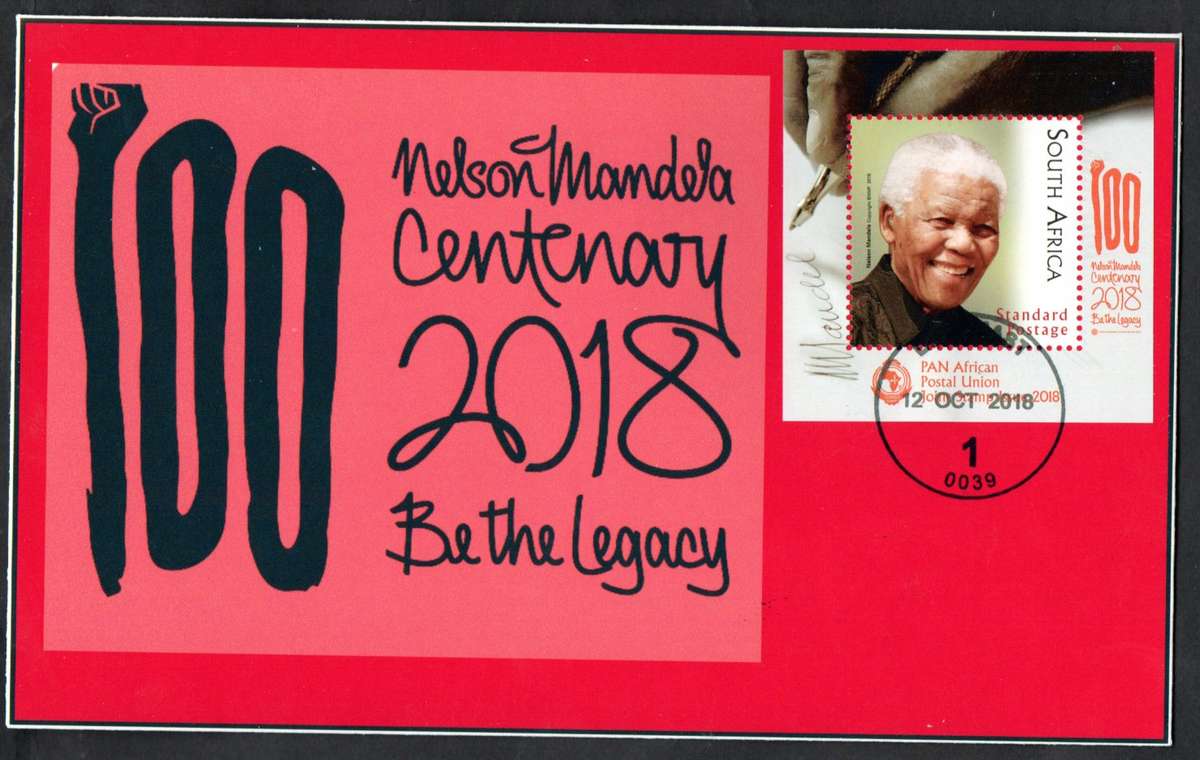 RSA 2018 100TH NELSON MANDELA CENTENARY PAN AFRICAN POSTAL UNION PRIVATELY MADE COVER. AS PER SCANS.