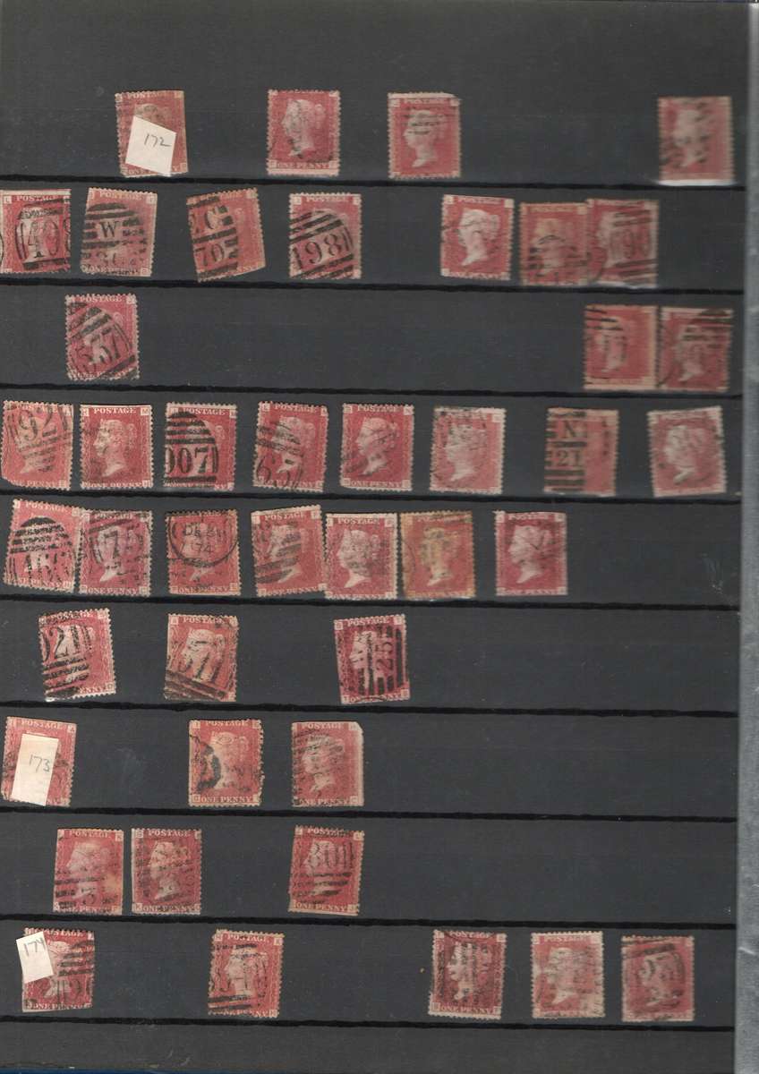 LIGHTHOUSE ALBUM 2ND HAND WITH MANY PENNY REDS. UNCHECKED. NOTATIONS SUGGEST PLATES 171-207. READ.