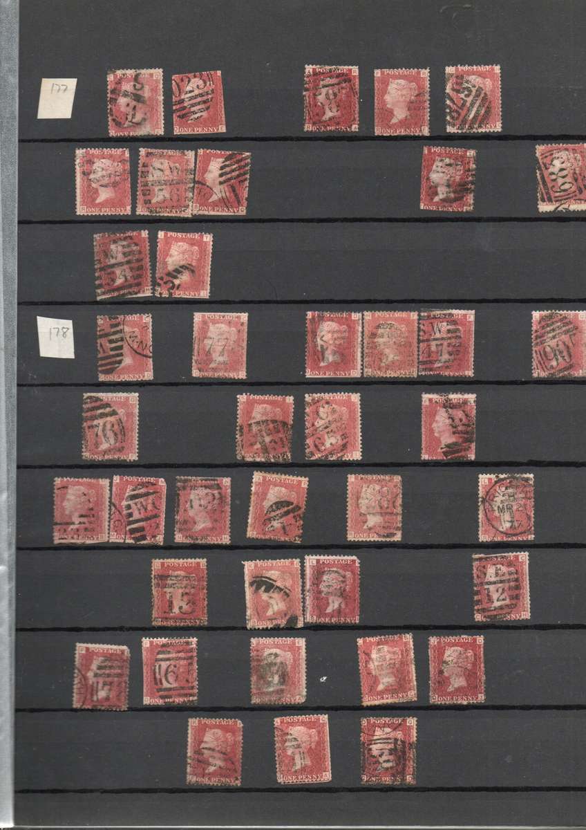 LIGHTHOUSE ALBUM 2ND HAND WITH MANY PENNY REDS. UNCHECKED. NOTATIONS SUGGEST PLATES 171-207. READ.