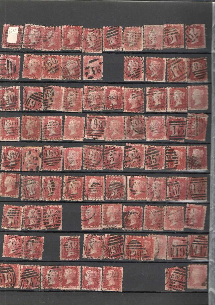 LIGHTHOUSE ALBUM 2ND HAND WITH MANY PENNY REDS. UNCHECKED. NOTATIONS SUGGEST PLATES 171-207. READ.