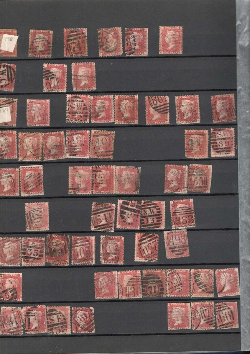 LIGHTHOUSE ALBUM 2ND HAND WITH MANY PENNY REDS. UNCHECKED. NOTATIONS SUGGEST PLATES 171-207. READ.