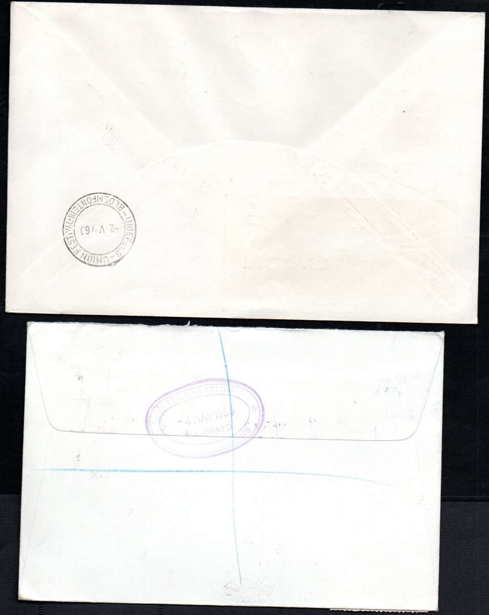 UNION 1960 50TH ANN OF UNION/UNIPEX ETC COVERS (X8). AS PER SCANS.