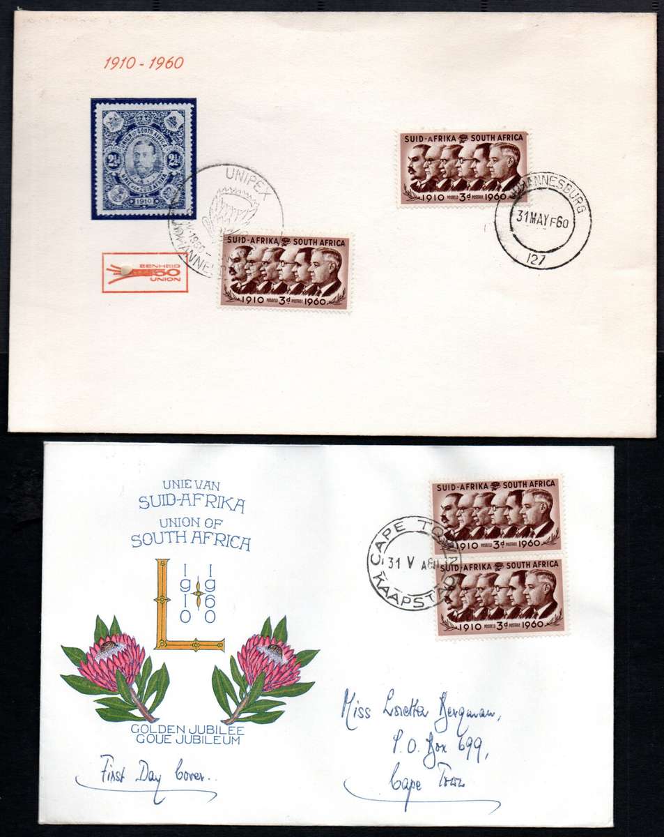 UNION 1960 50TH ANN OF UNION/UNIPEX ETC COVERS (X8). AS PER SCANS.