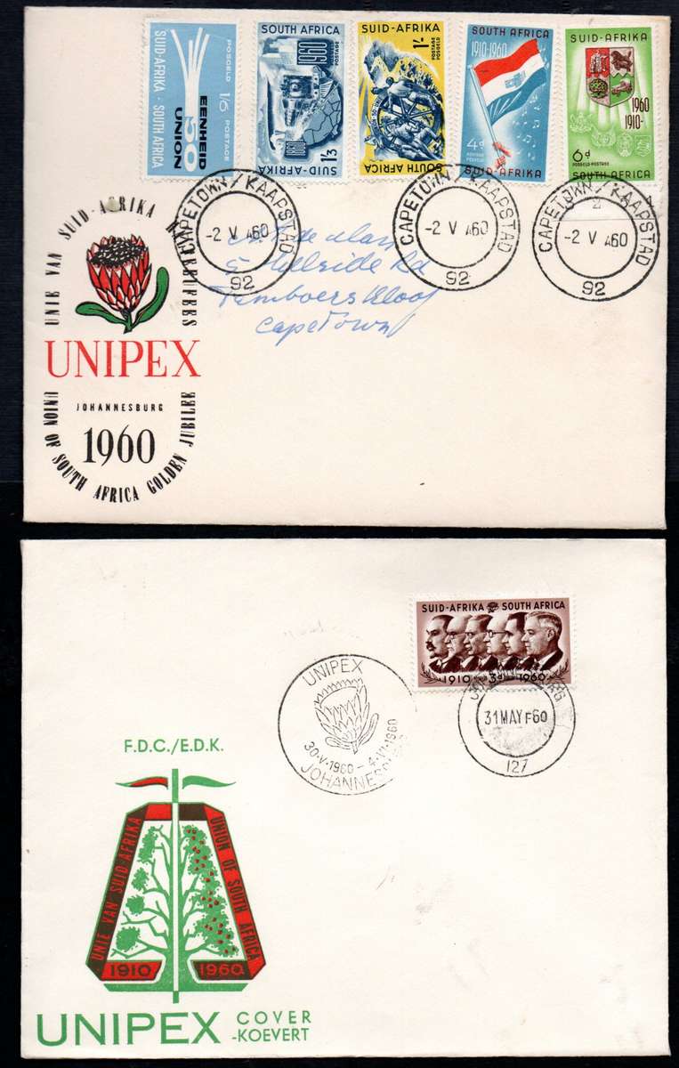 UNION 1960 50TH ANN OF UNION/UNIPEX ETC COVERS (X8). AS PER SCANS.