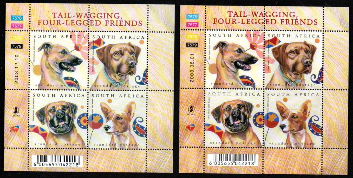 RSA 2003 JUNASS STAMP EXHIBITION ON DOGS (X2) UMM MSHEETS BOTH PRINTINGS. AS PER SCANS.