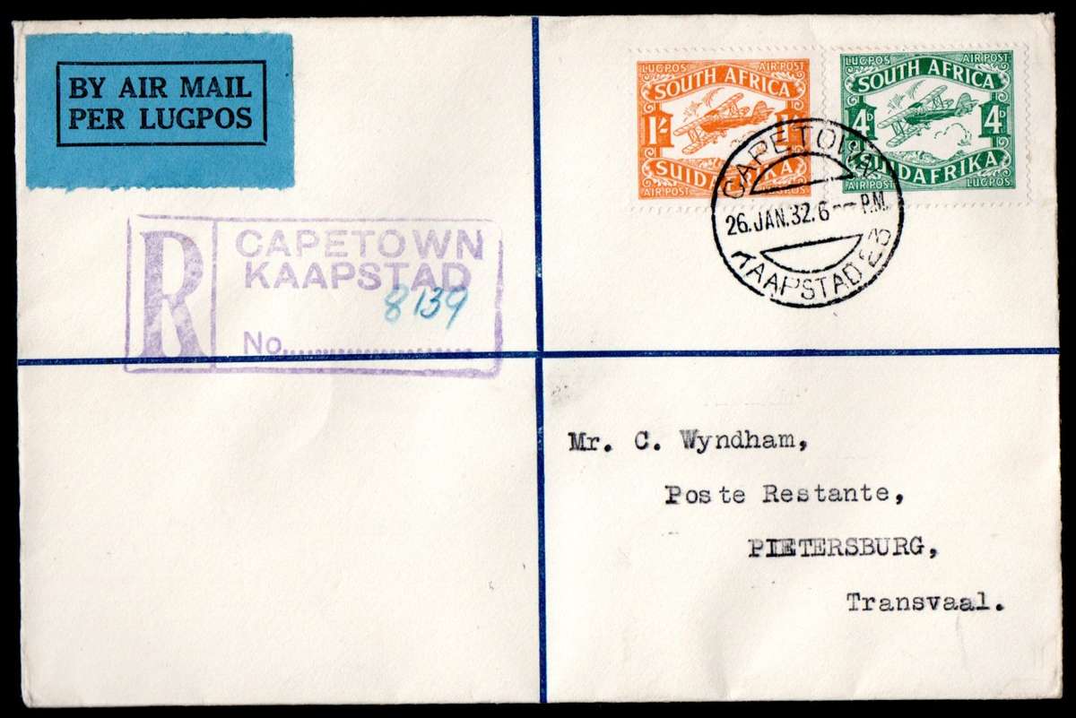UNION 1932 IMPERIAL AIRWAYS 1ST FLIGHT COVER CPT-CROYDON. 1ST NORTHBOUND STOP PIETERSBURG. READ MORE