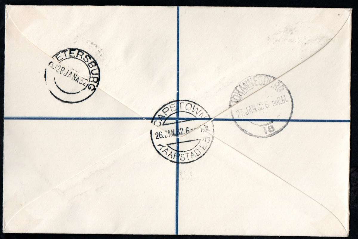 UNION 1932 IMPERIAL AIRWAYS 1ST FLIGHT COVER CPT-CROYDON. 1ST NORTHBOUND STOP PIETERSBURG. READ MORE