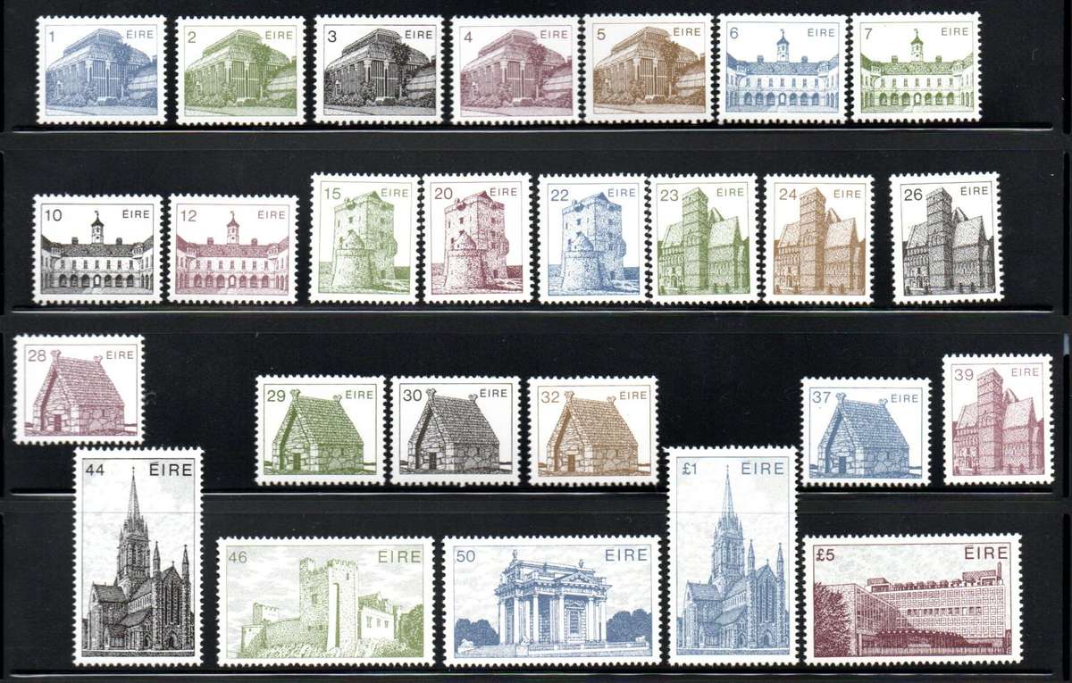 IRELAND 1982/3 IRISH ARCHITECTURE 3RD DEF UMM SINGLES TO 5 POUND. GOOD CV. GBP 40. AS PER SCANS.