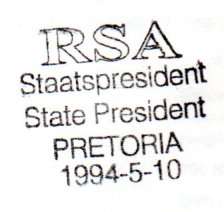 RSA 1994 INAUGURATION FDC 6.3b 'MANDELA' SIGNED + ADDED SPECIAL CACHETS + UNSIGNED FDC. SCARCE. READ