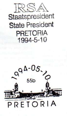 RSA 1994 INAUGURATION FDC 6.3b 'MANDELA' SIGNED + ADDED SPECIAL CACHETS + UNSIGNED FDC. SCARCE. READ