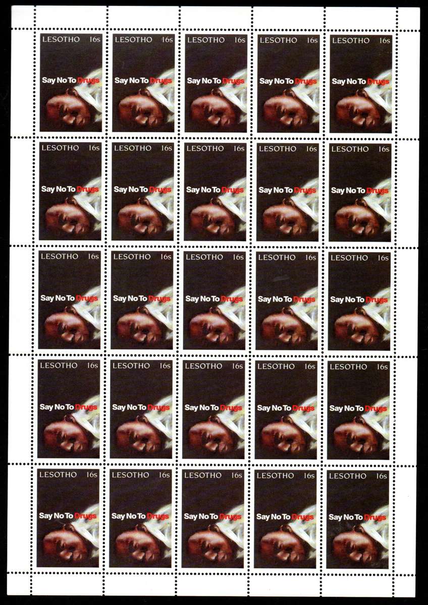LESOTHO 1991 SAY NO TO DRUGS FULL SHEET OF (X25) UMM. SG1031. CV GBP 50. GREAT ITEM.