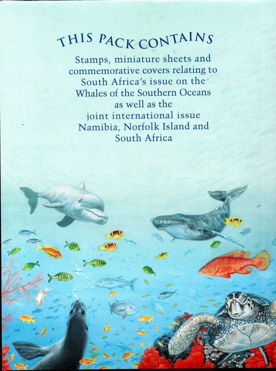 RSA 1998 WHALES OF THE SOUTHERN OCEANS OMNIBUS PACK. OPENED. STAMPS, FDCs ETC + JOINT ISSUED MSHEETS