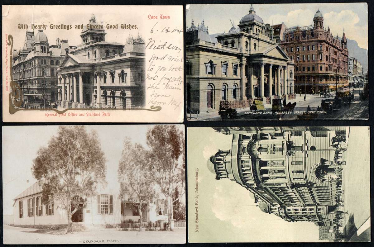 SELECTION (COGH ETC) OF (X5) STANDARD BANK THEMED POSTCARDS. AS PER SCANS. GREAT LOT.