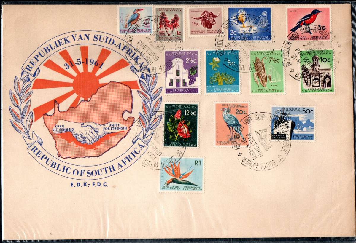 RSA 1961 NEW REPUBLIC (31 MAY 1961) SELECTION OF (X12) FDCs ETC. CONDITION ETC AS PER SCANS.