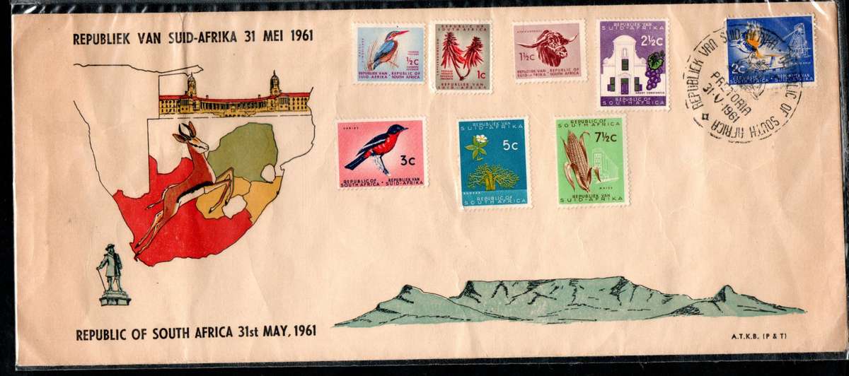 RSA 1961 NEW REPUBLIC (31 MAY 1961) SELECTION OF (X12) FDCs ETC. CONDITION ETC AS PER SCANS.