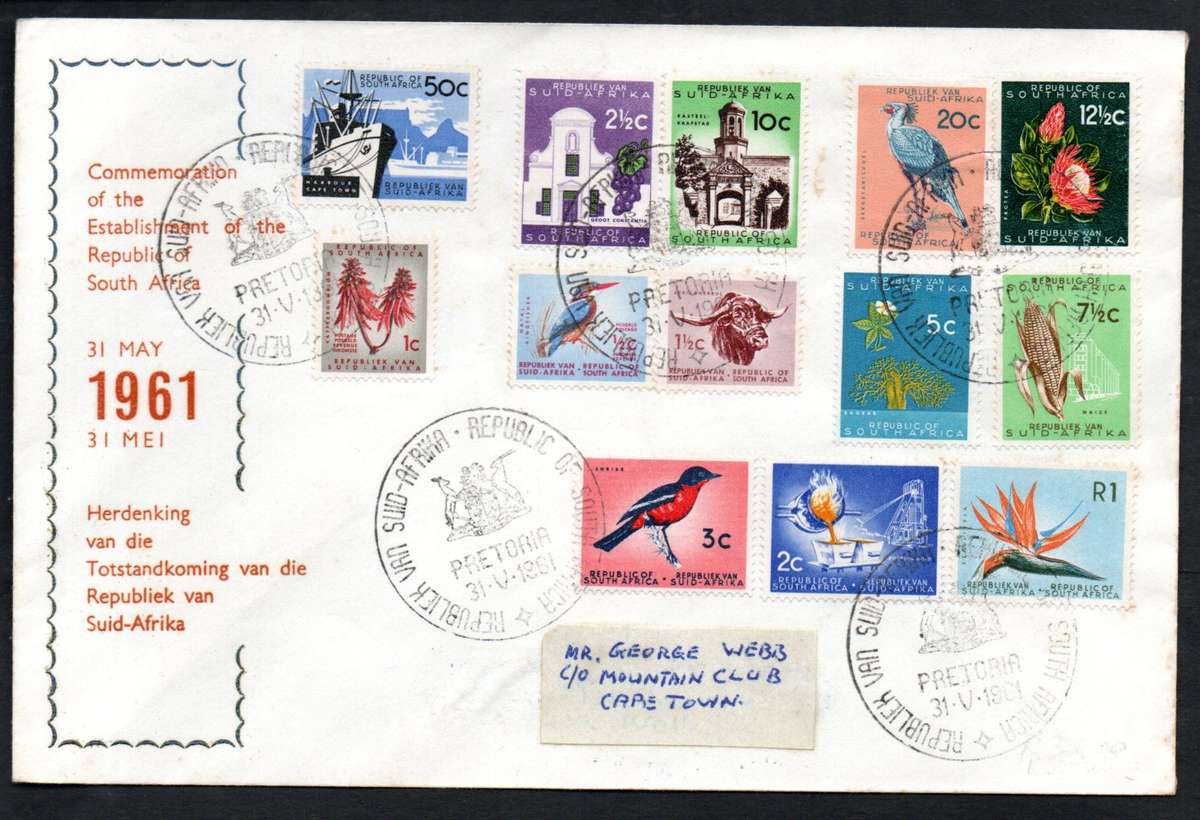 RSA 1961 NEW REPUBLIC (31 MAY 1961) SELECTION OF (X12) FDCs ETC. CONDITION ETC AS PER SCANS.